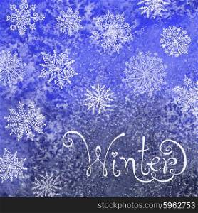 Winter background with snowflakes. Painting. Watercolor splash. Vector illustration. . Winter background with snowflakes. Painting. Watercolor splash.