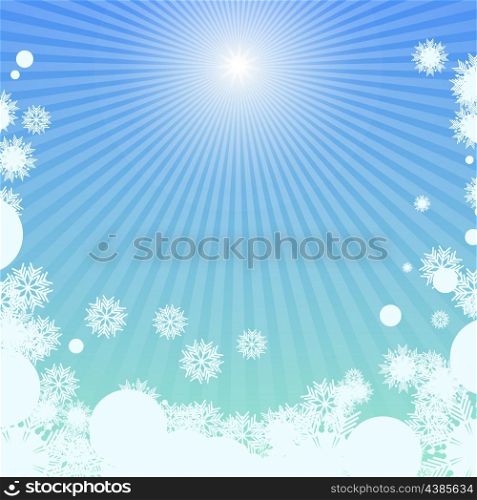 Winter background with sunlight