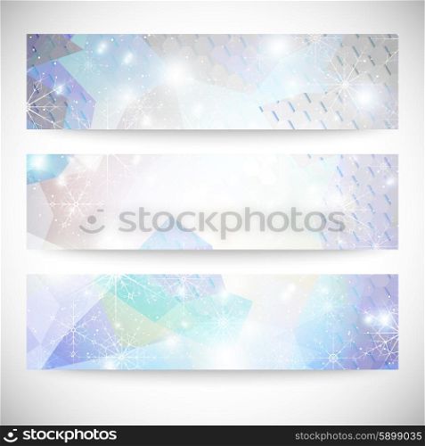 Winter backgrounds set with snowflakes. Abstract winter design and website templates, abstract pattern vector.