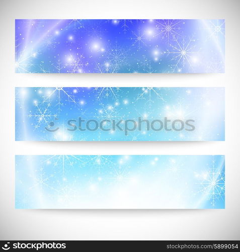 Winter backgrounds set with snowflakes. Abstract winter design and website templates, abstract pattern vector.