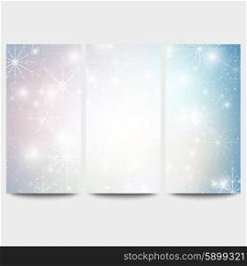 Winter backgrounds set with snowflakes. Abstract winter design and website templates, abstract pattern vector.