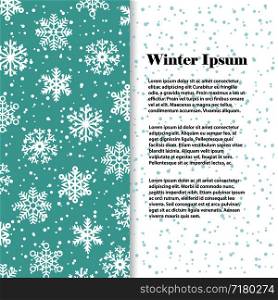 Winter banner or flyer template with white snowflakes. Vector illustration. Winter banner or flyer template with white snowflakes