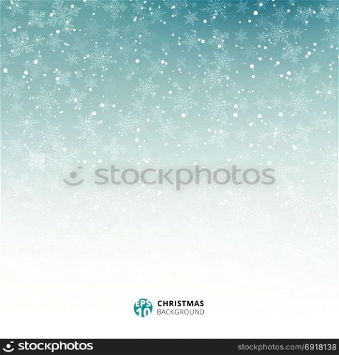 Winter blue and white background christmas made of snowflakes and snow with blank copy space for your text, Vector illustration