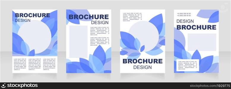 Winter blue blank brochure layout design. Leaves decor. Vertical poster template set with empty copy space for text. Premade corporate reports collection. Editable flyer paper pages. Winter blue blank brochure layout design