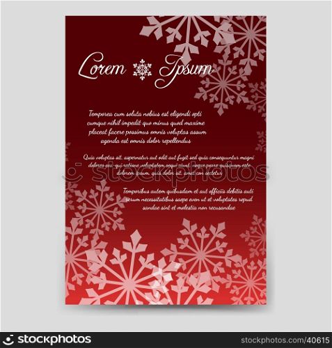 Winter brochure template with snowflakes. Winter brochure flyer template design in A6 size with snowflakes. Vector illustration