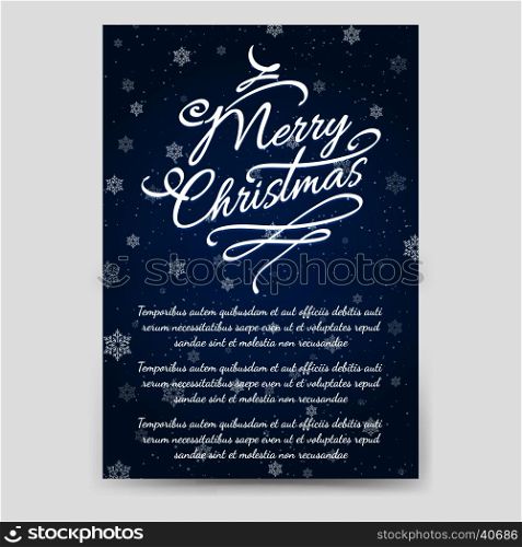 Winter brochure template with snowflakes. Winter brochure flyer template with snowflakes and snowfall. Christmas poster design vector illustration