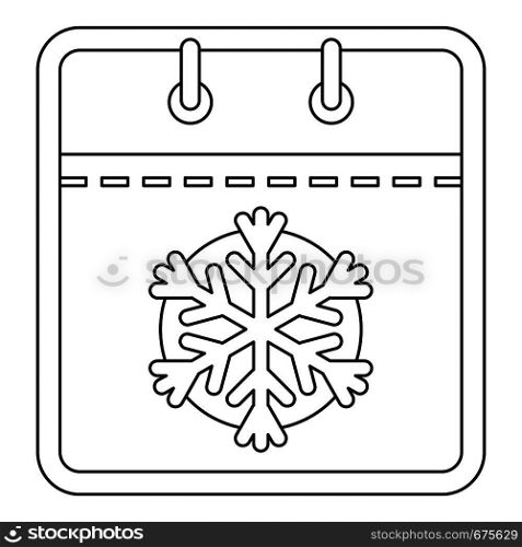 Winter calendar icon. Outline illustration of winter calendar vector icon for web. Winter calendar icon, outline style.