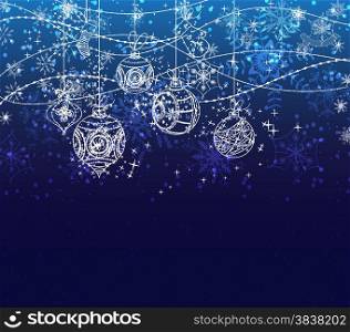 winter christmas background with balls