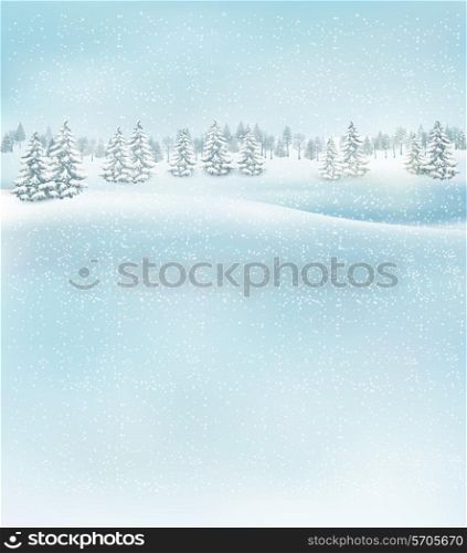 Winter christmas landscape background. Vector.