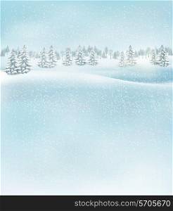 Winter christmas landscape background. Vector.