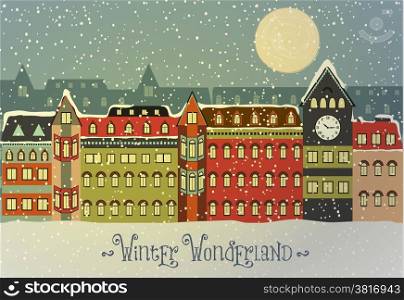 Winter Cityscape, vector illustration