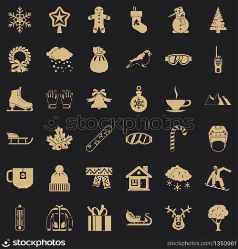 Winter clothes icons set. Simple style of 36 winter clothes vector icons for web for any design. Winter clothes icons set, simple style