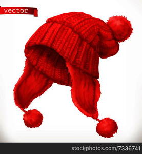 Winter clothes. Knitted cap 3d vector icon