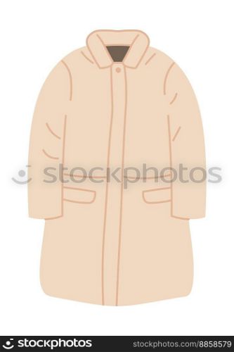 Winter coat or jacket with long sleeves and pockets. Isolated stylish clothes for frosts and cold season. Fashionable and basic clothing piece for women or men, outerwear. Vector in flat style. Clothing for winter, fashionable coat or jacket