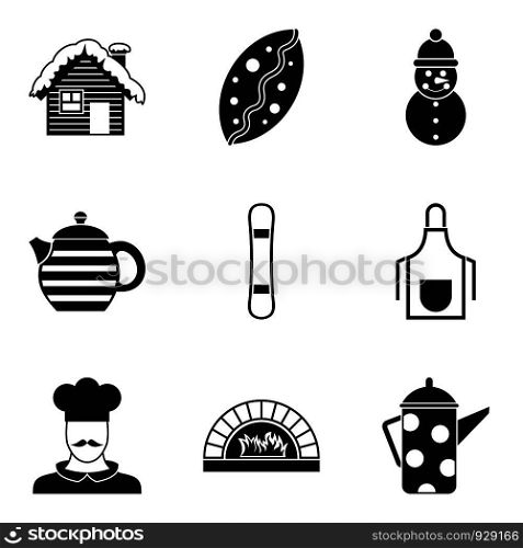 Winter coffee icon set. Simple set of 9 winter coffee vector icons for web design isolated on white background. Winter coffee icon set, simple style