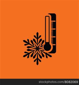 Winter cold icon. Orange background with black. Vector illustration.