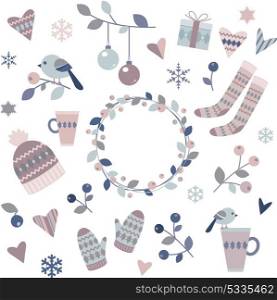 Winter design elements on a white background. Eps 10