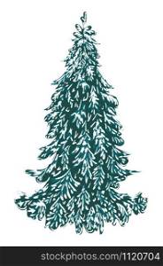 Winter evergreen tree with snow on branches design.
