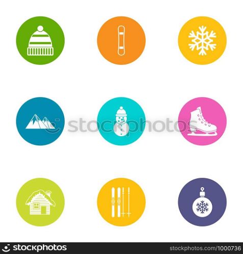 Winter festival icons set. Flat set of 9 winter festival vector icons for web isolated on white background. Winter festival icons set, flat style