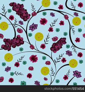 Winter floral seamless composition vector pattern flowers and berries