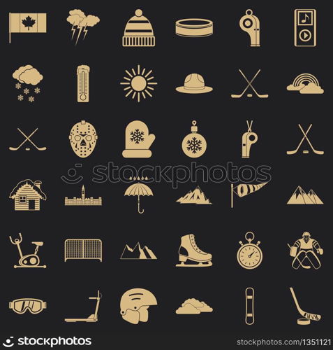 Winter forecast icons set. Simple style of 36 winter forecast vector icons for web for any design. Winter forecast icons set, simple style