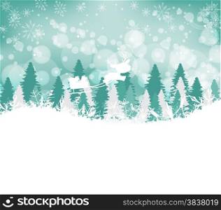 Winter forest background with deer