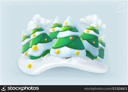 Winter forest. Christmas vector icon