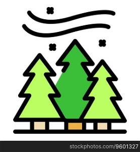 Winter forest icon outline vector. Arctic alaska. Ice snow color flat. Winter forest icon vector flat