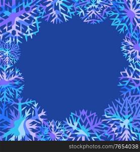 Winter frame with snowflakes. Christmas or New Year illustration.. Winter frame with snowflakes.