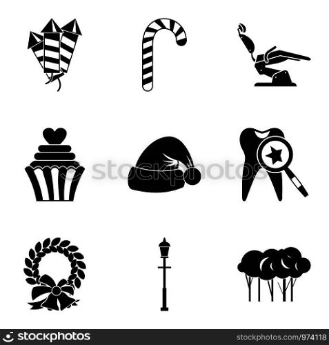 Winter fun icons set. Simple set of 9 winter fun vector icons for web isolated on white background. Winter fun icons set, simple style