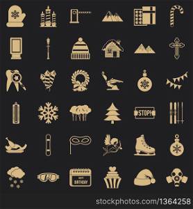 Winter gift icons set. Simple style of 36 winter gift vector icons for web for any design. Winter gift icons set, simple style