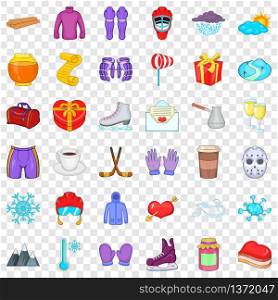 Winter glove icons set. Cartoon style of 36 winter glove vector icons for web for any design. Winter glove icons set, cartoon style