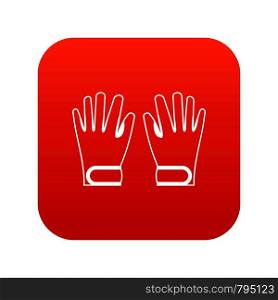 Winter gloves icon digital red for any design isolated on white vector illustration. Winter gloves icon digital red