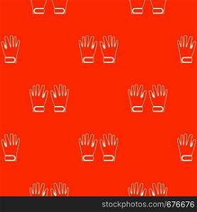 Winter gloves pattern repeat seamless in orange color for any design. Vector geometric illustration. Winter gloves pattern seamless