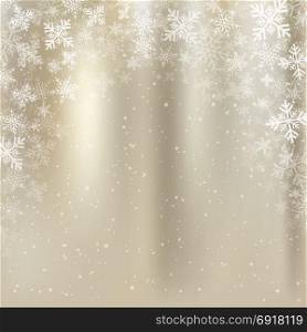 Winter golden background christmas made of snowflakes and snow with blank copy space for your text, Vector illustration