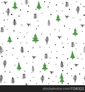 Winter graphic seamless pattern with christmas trees. Hand drawn vector illustration.