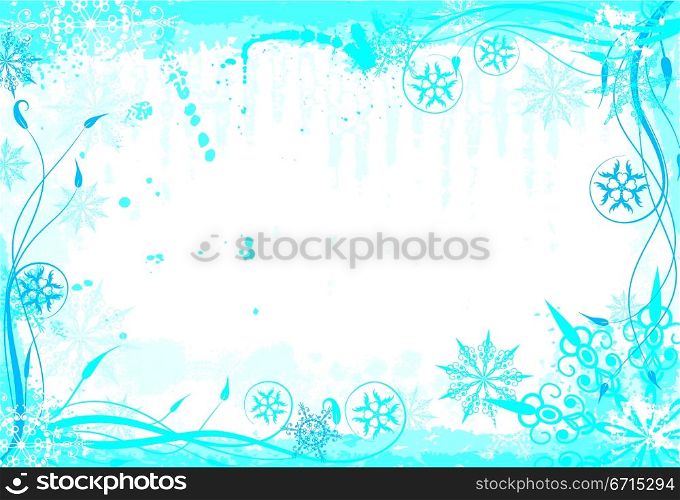 Winter grunge floral frame