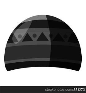 Winter hat icon. Gray monochrome illustration of winter hat icon for web. Winter hat icon, gray monochrome style