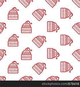 Winter Hat Icon Seamless Pattern, Hat Vector Art Illustration