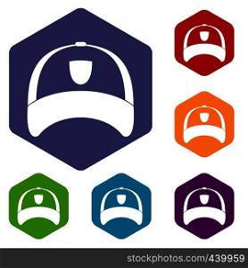 Winter hat icons set hexagon isolated vector illustration. Winter hat icons set hexagon