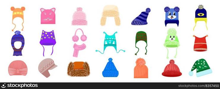Winter headwear icons set cartoon vector. Fashion accessory. Beanie hat. Winter headwear icons set cartoon vector. Fashion accessory