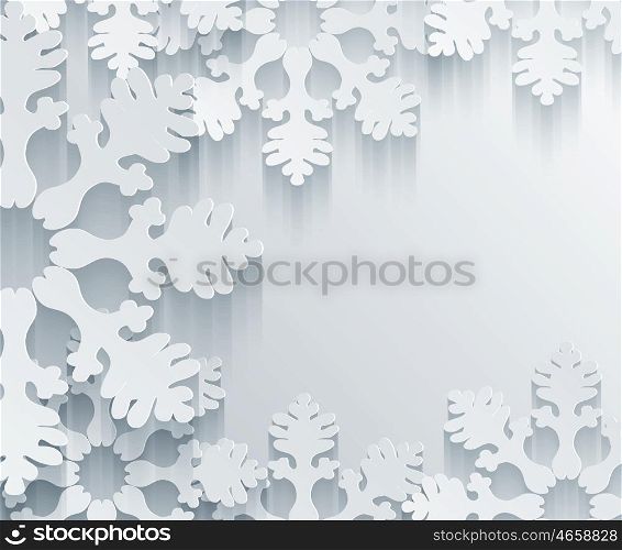 Winter Holiday 3D Snowflakes Background