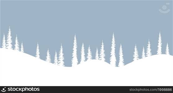 Winter holiday background white fir silhouette on blue art design stock season