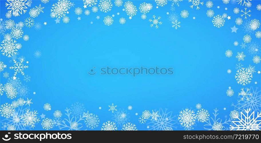 Winter Holiday Christmas Frame with Marvellous Snowflakes. Vector New Year Wallpaper.. Winter Holiday Christmas Frame with Marvellous Snowflakes. New Year Wallpaper.