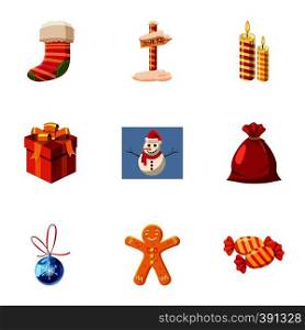 Winter holiday icons set. Cartoon illustration of 9 winter holiday vector icons for web. Winter holiday icons set, cartoon style