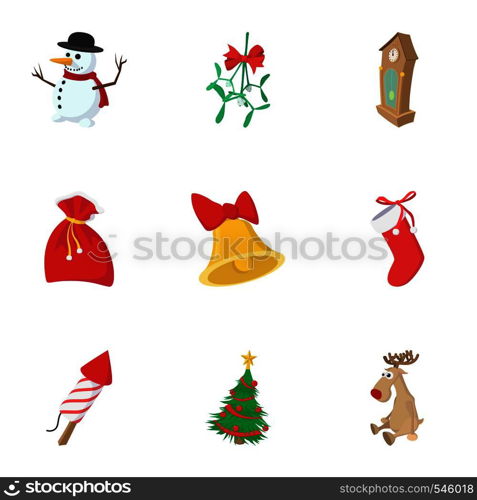 Winter holiday icons set. Cartoon illustration of 9 winter holiday vector icons for web. Winter holiday icons set, cartoon style