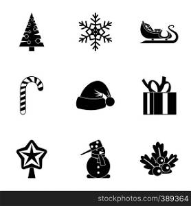 Winter holiday icons set. Simple illustration of 9 winter holiday vector icons for web. Winter holiday icons set, simple style