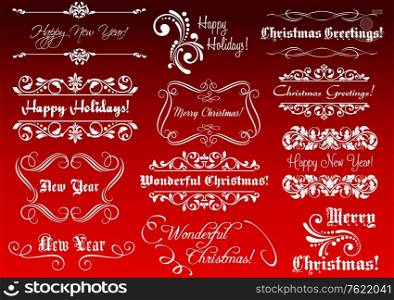 Winter holidays greetings and calligraphic elements for Christmas or New Year design