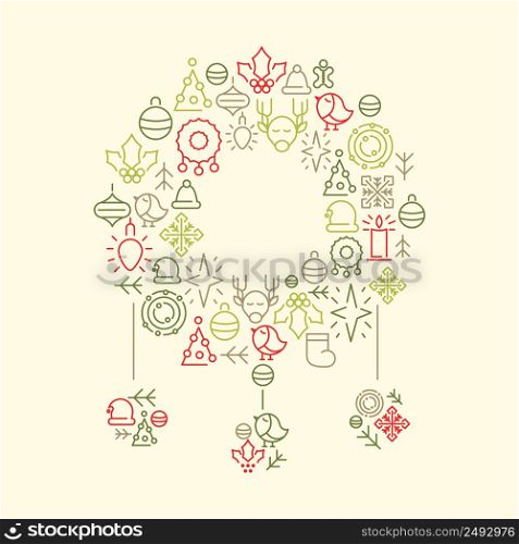 Winter holidays icons set in form of christmas toy on white background doodle vector illustration. Christmas Icons Set