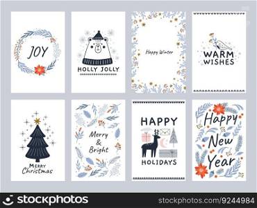 Winter holidays modern cards, xmas greeting graphics. Creative invitation with lettering, hand drawn racy vintage vector covers template of christmas winter illustration of cards. Winter holidays modern cards, xmas greeting graphics. Creative invitation with lettering, hand drawn racy vintage vector covers template